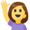 Woman Raising Hand emoji on Facebook